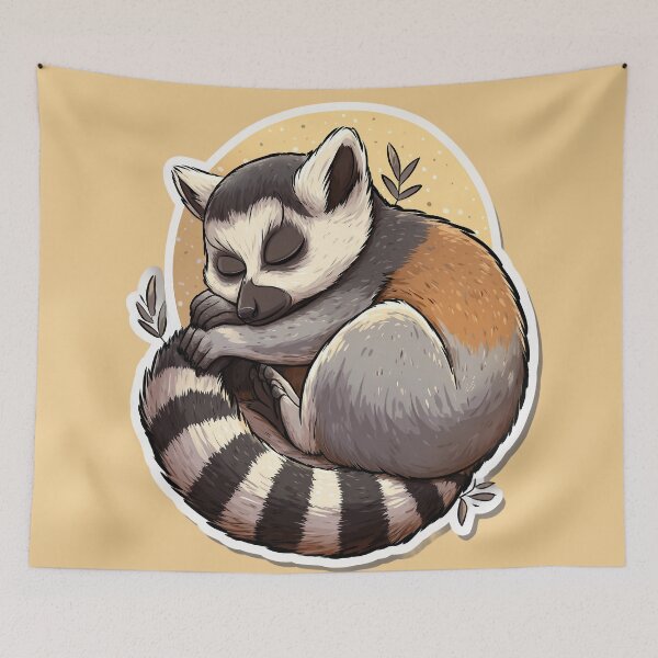 Item preview, Sleeping Lemur – Cute animal illustration in a warm color palette designed and sold by Meiersbeste.