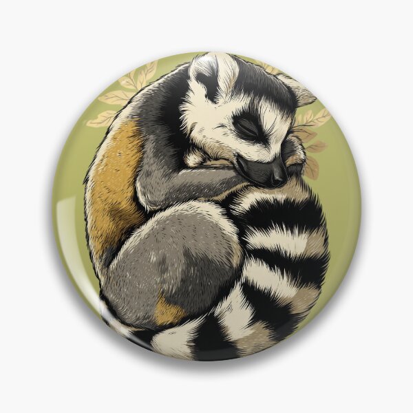 Item preview, Sleeping Lemur – Gentle animal illustration with leaf motif designed and sold by Meiersbeste.