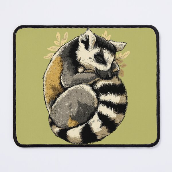 Item preview, Sleeping Lemur – Gentle animal illustration with leaf motif designed and sold by Meiersbeste.