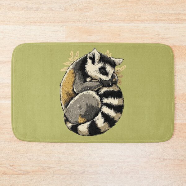 Item preview, Sleeping Lemur – Gentle animal illustration with leaf motif designed and sold by Meiersbeste.