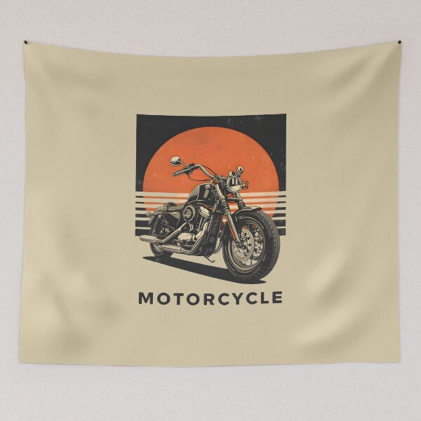 Artikelvorschau, Retro-Motorrad-Sonnenuntergang-Vintage-Biker-Kunstposter entworfen und verkauft von Kruti Collection.