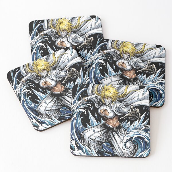 Item preview, Blonde Haired Shark Espada Tercera Arrancar Resurrection Tiburon Water Cascade Swordswoman Hollow Mask Fierce Queen Anime Warrior Fan Art Portrait Illustration Poster T-Shirt Sticker Print Gift designed and sold by Senpaiwaves.