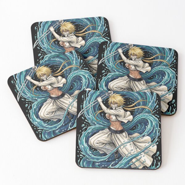 Item preview, Blonde Haired Shark Espada Tercera Arrancar Resurrection Tiburon Water Cascade Swordswoman Hollow Mask Fierce Queen Anime Warrior Fan Art Portrait Illustration Poster T-Shirt Sticker Print Gift designed and sold by Senpaiwaves.