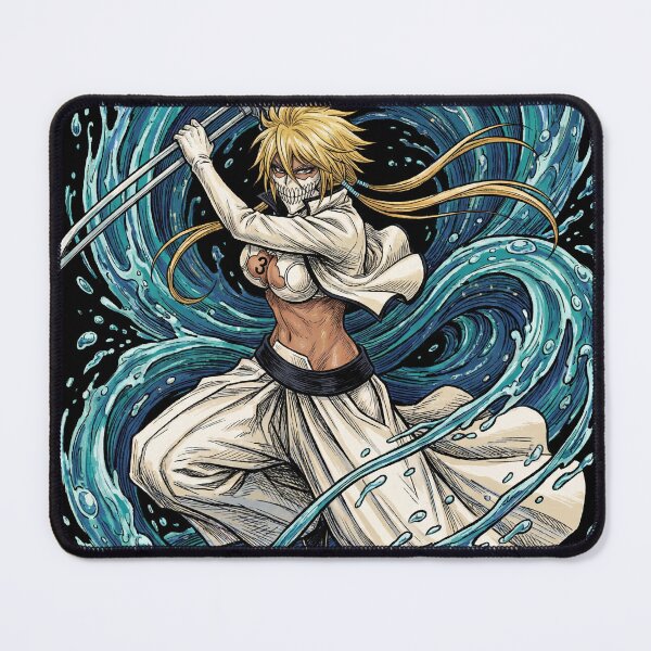 Item preview, Blonde Haired Shark Espada Tercera Arrancar Resurrection Tiburon Water Cascade Swordswoman Hollow Mask Fierce Queen Anime Warrior Fan Art Portrait Illustration Poster T-Shirt Sticker Print Gift designed and sold by Senpaiwaves.