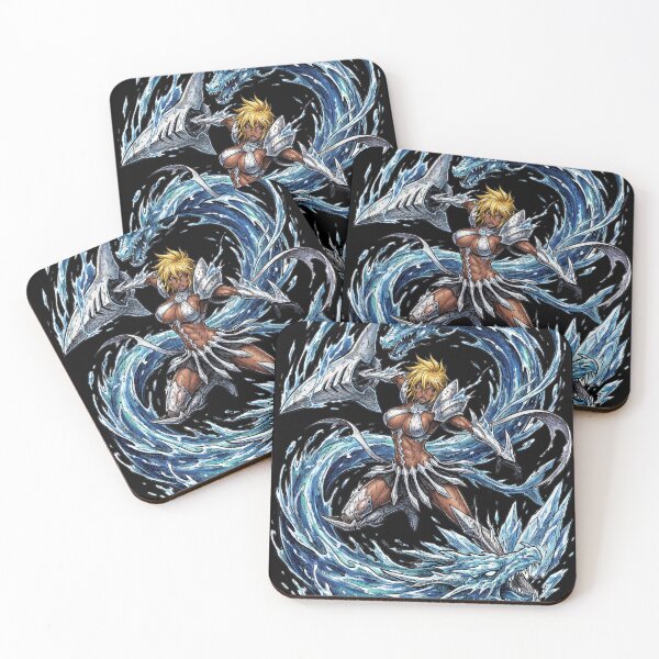 Item preview, Blonde Haired Shark Espada Tercera Arrancar Resurrection Tiburon Water Cascade Swordswoman Hollow Mask Fierce Queen Anime Warrior Fan Art Portrait Illustration Poster T-Shirt Sticker Print Gift designed and sold by Senpaiwaves.