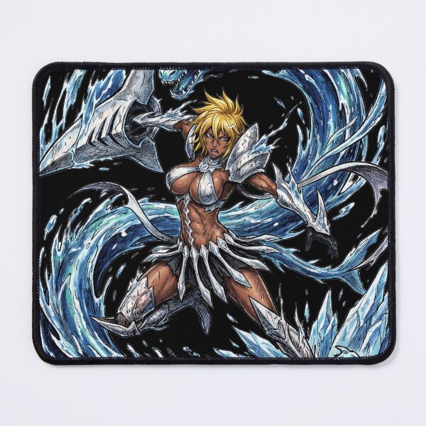 Item preview, Blonde Haired Shark Espada Tercera Arrancar Resurrection Tiburon Water Cascade Swordswoman Hollow Mask Fierce Queen Anime Warrior Fan Art Portrait Illustration Poster T-Shirt Sticker Print Gift designed and sold by Senpaiwaves.