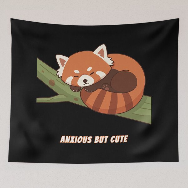 Item preview, Anxious But Cute Red Panda Kawaii Cozy Nap Meme designed and sold by AnimalMemeHub.