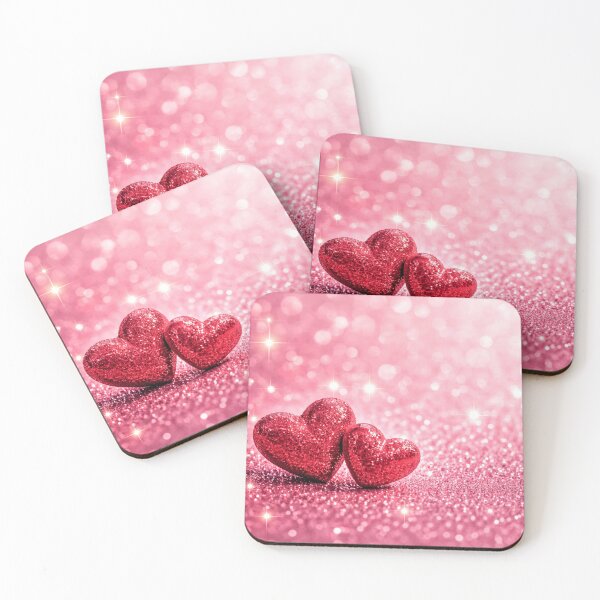 Item preview, Sparkling Love: Red Glitter Hearts on Pink Valentine Background designed and sold by Clavivs.