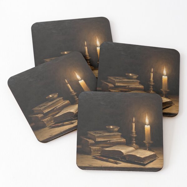 Item preview, Candlelit Books – Dark Vintage Study Aesthetic Wall Art designed and sold by Visualynx.