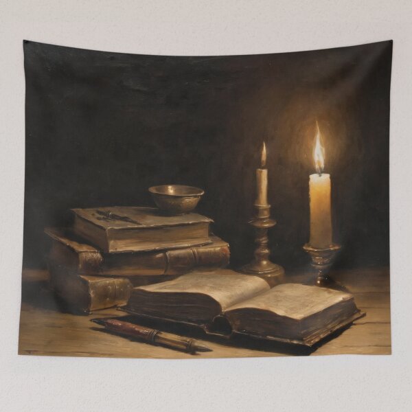 Item preview, Candlelit Books – Dark Vintage Study Aesthetic Wall Art designed and sold by Visualynx.