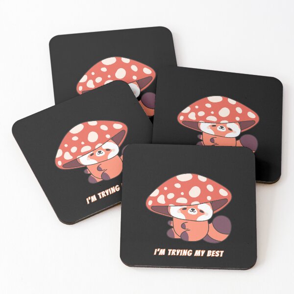 Item preview, I'm Trying My Best Red Panda Mushroom Kawaii Meme designed and sold by AnimalMemeHub.
