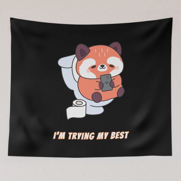 Item preview, I'm Trying My Best Red Panda Toilet Kawaii Meme designed and sold by AnimalMemeHub.