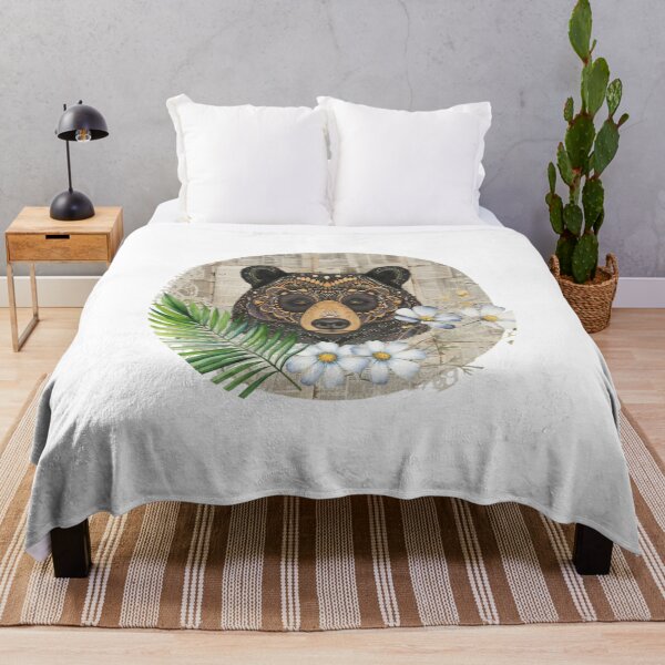 Item preview, Tribal Bear With Wildflowers and Vintage Paper Collage designed and sold by Furr-n-Purr.