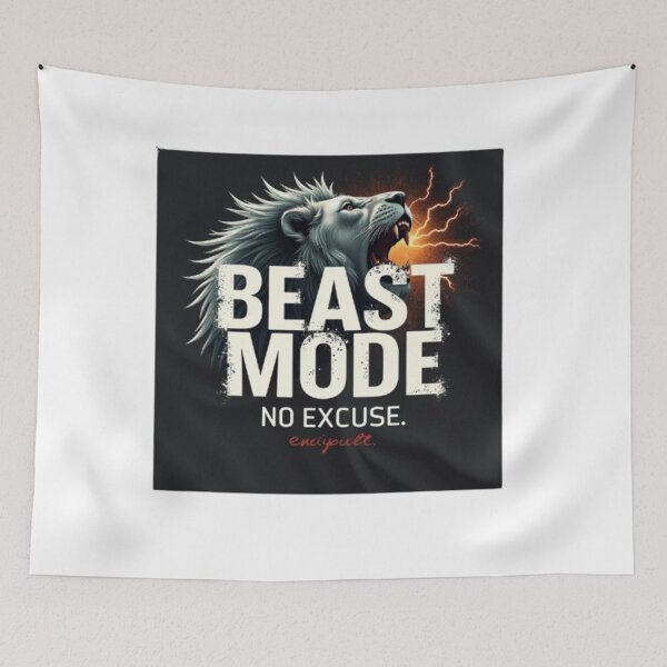 Item preview, Beast Mode No Excuse – Fierce Lion Motivational Power Quote Design designed and sold by GloboStyle Design .