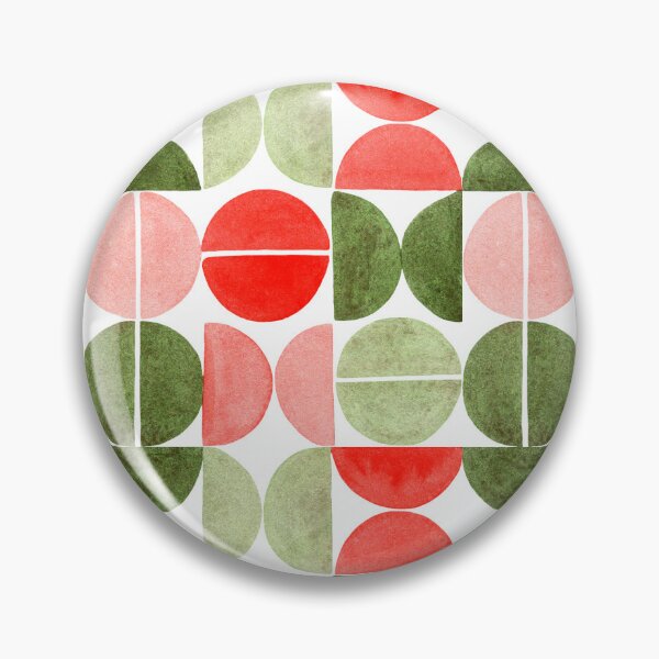 Item preview, Red and Green Semicircles Geometric Pattern (White Background) designed and sold by andrebalest.art.