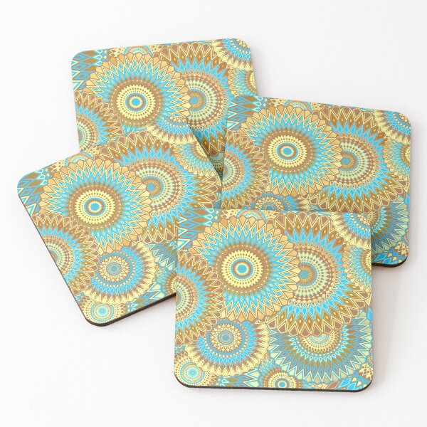 Item preview, Abstract Mandala Art in Yellow, Brown, and Blue designed and sold by CreaTwinkles.