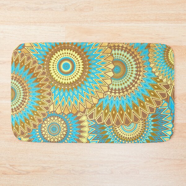 Item preview, Abstract Mandala Art in Yellow, Brown, and Blue designed and sold by CreaTwinkles.
