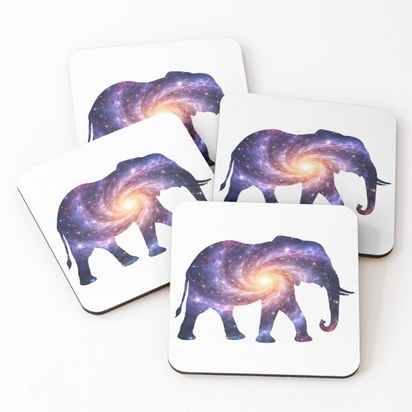 Artikelvorschau, Kosmischer Elefant als Krafttier | Galaxiensilhouette entworfen und verkauft von MammothArt.