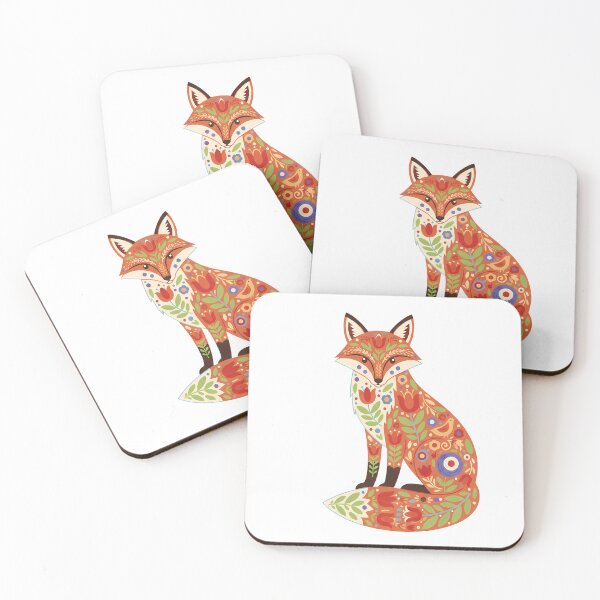 Item preview, Stylised Folk Art Fox – Scandinavian Folk Art by heidiannemorris © designed and sold by FOLK ART FUSION by heidiannemorris.