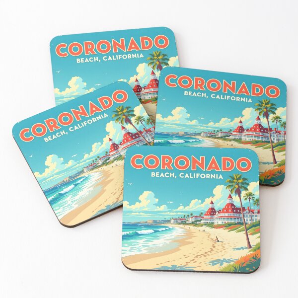 Item preview, Coronado Beach, California, USA: Vintage-Style Painterly Travel Poster designed and sold by LSVart.