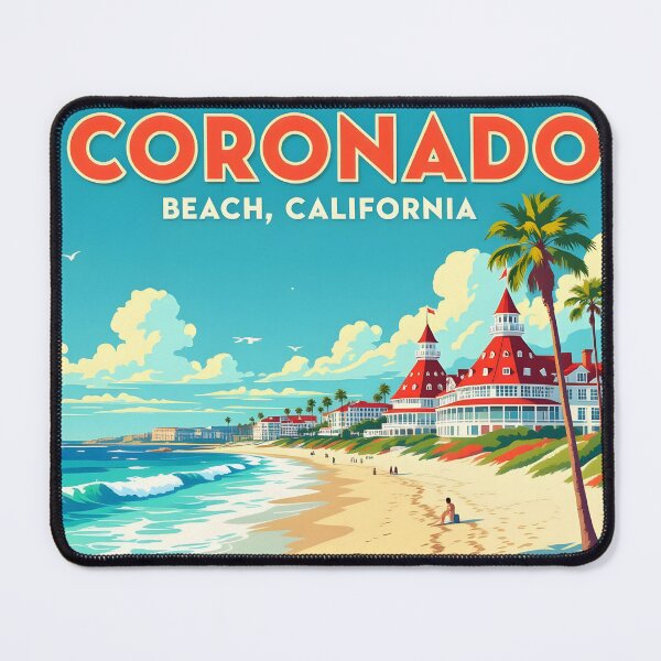 Item preview, Coronado Beach, California, USA: Vintage-Style Painterly Travel Poster designed and sold by LSVart.