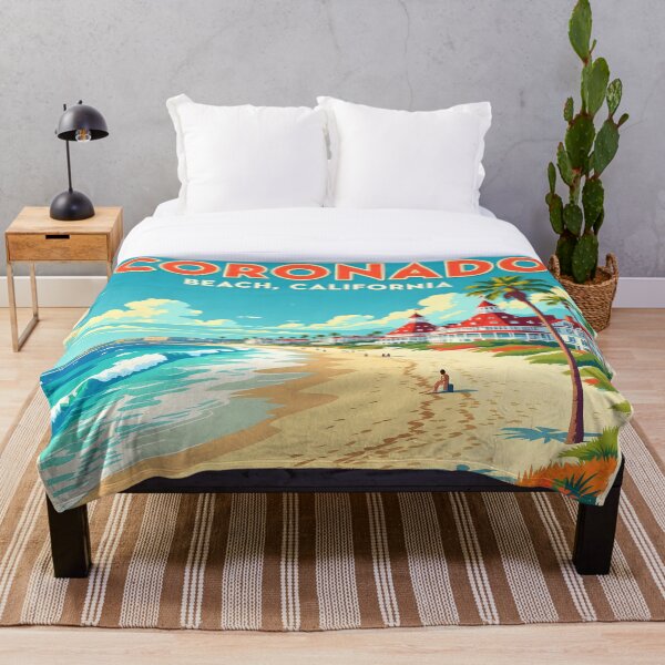 Item preview, Coronado Beach, California, USA: Vintage-Style Painterly Travel Poster designed and sold by LSVart.