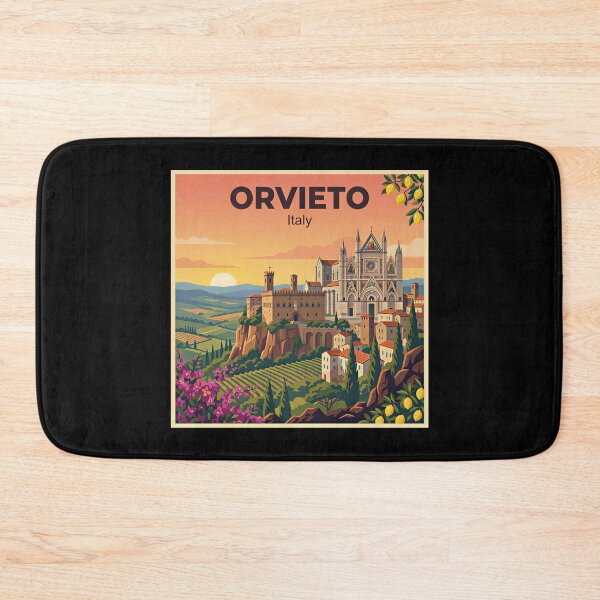 Aperçu de l'œuvre Une affiche de voyage classique et nostalgique – Orvieto, Italie créée et vendue par Blok45.