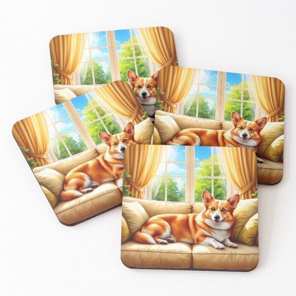 Item preview, Cozy Corgi on Sofa – Sunlit Home Dog Art designed and sold by AmetistLight.