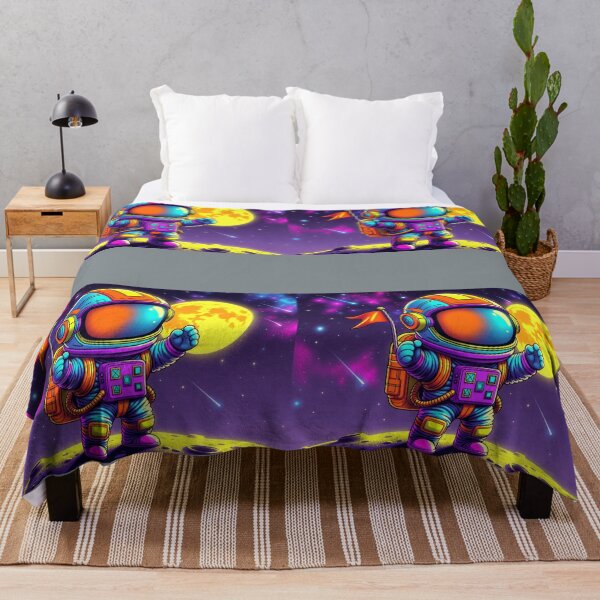 Item preview, Retro Neon Astronaut Waving from Moon Vaporwave Art designed and sold by NovaDigitalArt45.