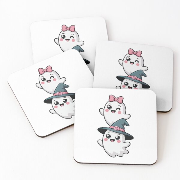 Item preview, Cute Kawaii Ghosts with Witch Hat and Bow designed and sold by Horrify.