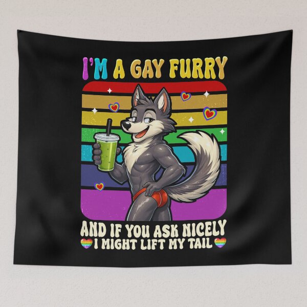 Item preview, I'm A Gay Furry Rainbow Fox Wolf Fursona Fandom Pride Month designed and sold by BlightedArt.