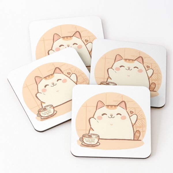 Item preview, Shy Cat Peeking Behind Coffee Grinder in Cozy Café | Cute Pastel Cat Illustration designed and sold by SlowDayFriends.