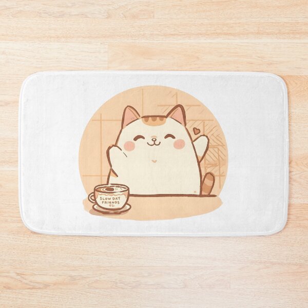 Item preview, Shy Cat Peeking Behind Coffee Grinder in Cozy Café | Cute Pastel Cat Illustration designed and sold by SlowDayFriends.