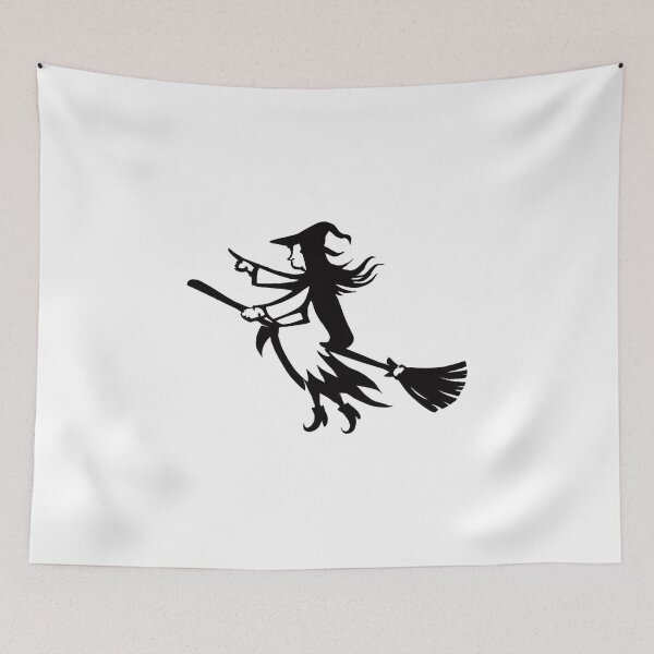 Item preview, Dark Witch Silhouette Riding Broom with Swords designed and sold by Horrify.