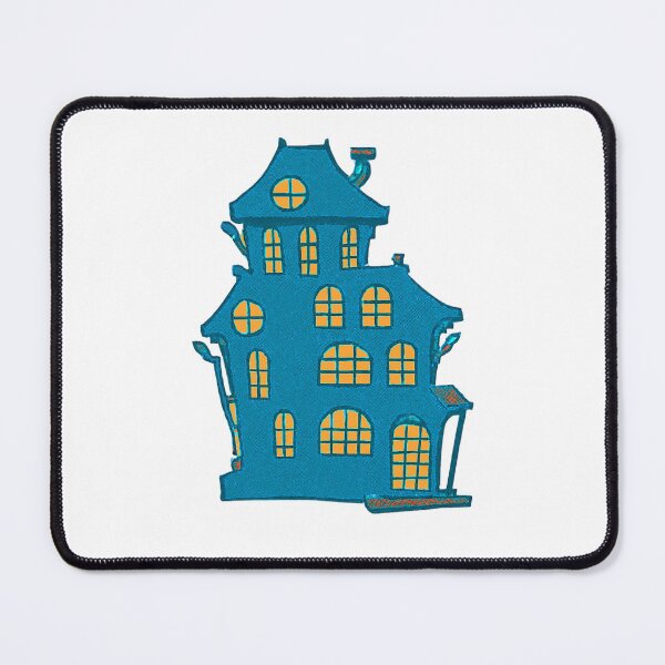 Item preview, Whimsical Blue Haunted House Illustration designed and sold by Horrify.