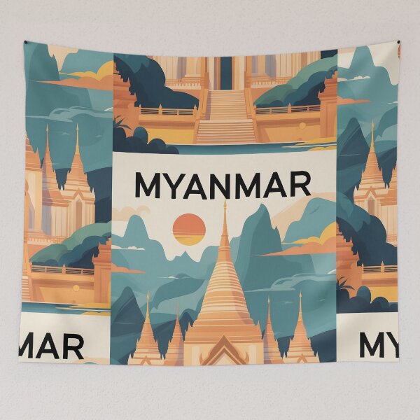 Item preview, Myanmar Retro Vintage Travel Design designed and sold by TravelersGems.