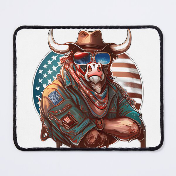 Item preview, Cool Patriotic Cowboy Bull - USA Flag American Spirit Art designed and sold by Latikshop.