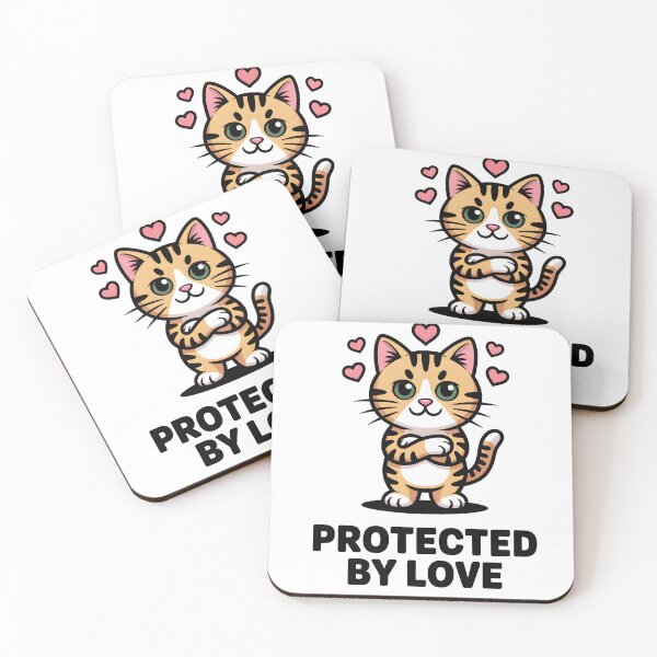 Item preview, Valentine Cat Design - Protected by Love Cat designed and sold by ProQ Creative Prints.