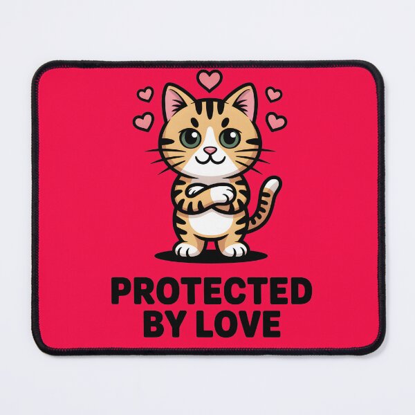 Item preview, Valentine Cat Design - Protected by Love Cat designed and sold by ProQ Creative Prints.