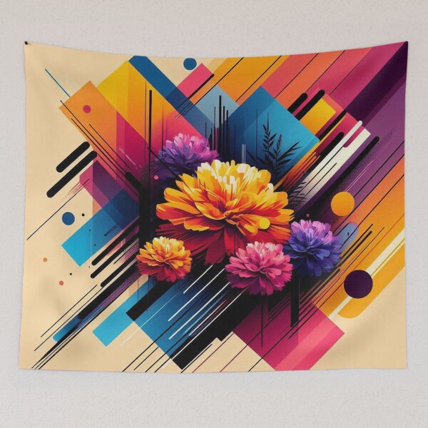 Item preview, Chromatic Bloom XI – Abstract Geometric Floral Art designed and sold by Okmanoo.