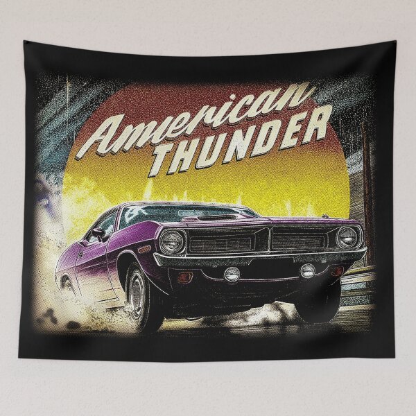 Item preview, American Thunder Muscle Car 3, for black fabric designed and sold by SteadyRolling.