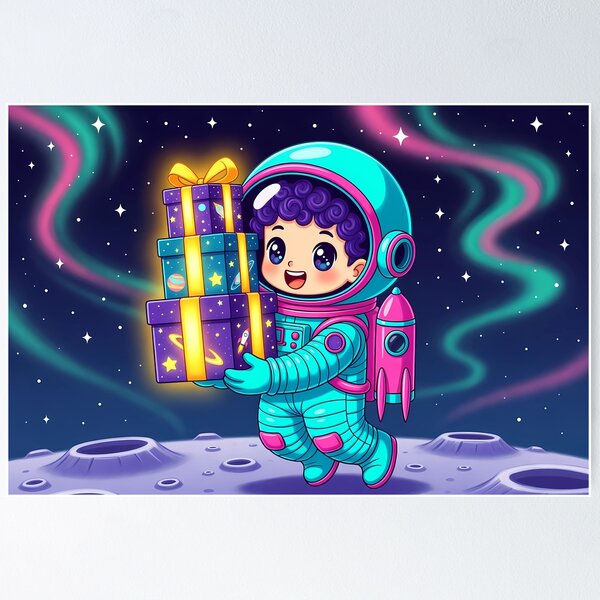 Item preview, Gift Holding Astronaut Kawaii Moon Print designed and sold by NovaDigitalArt45.