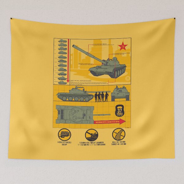 Item preview, Detailed infographic with a study of the Soviet T-62 tank. The yellow option designed and sold by FAawRay.