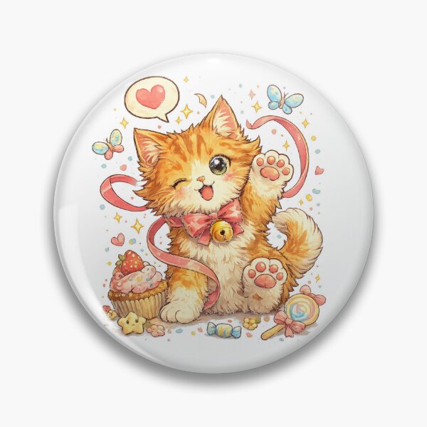 Item preview, Aesthetic Cute – Playful Kawaii Cat Illustration designed and sold by Paws-nd-Prints.