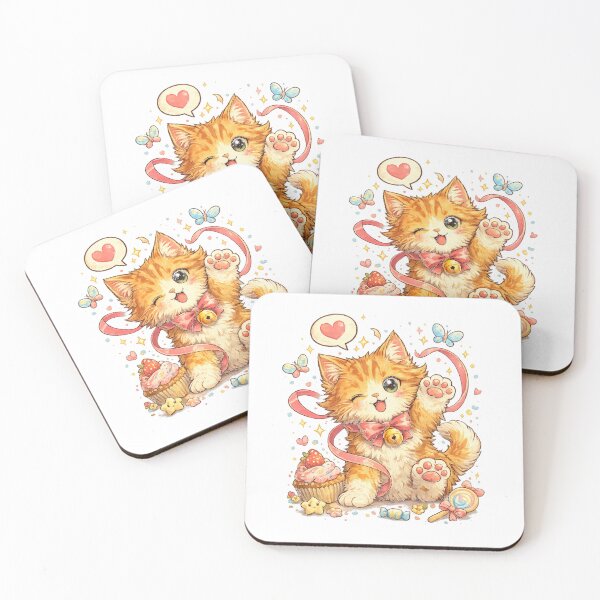 Item preview, Aesthetic Cute – Playful Kawaii Cat Illustration designed and sold by Paws-nd-Prints.