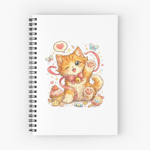 Item preview, Aesthetic Cute – Playful Kawaii Cat Illustration designed and sold by Paws-nd-Prints.