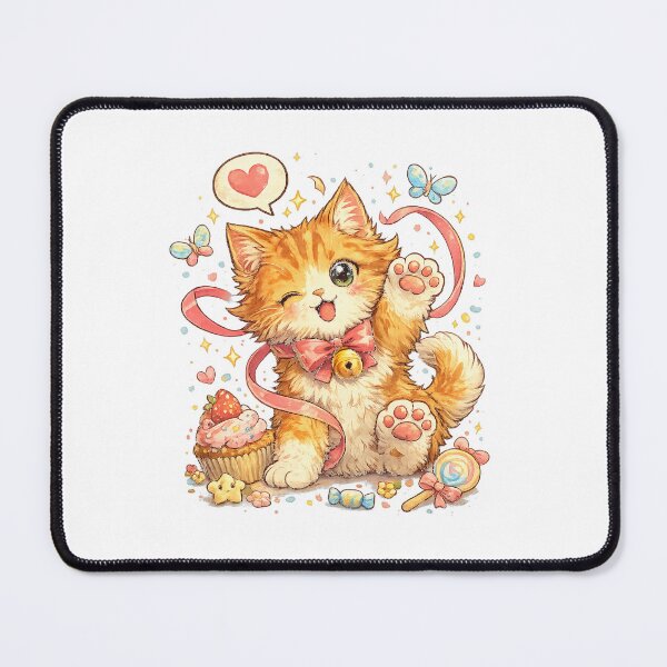 Item preview, Aesthetic Cute – Playful Kawaii Cat Illustration designed and sold by Paws-nd-Prints.