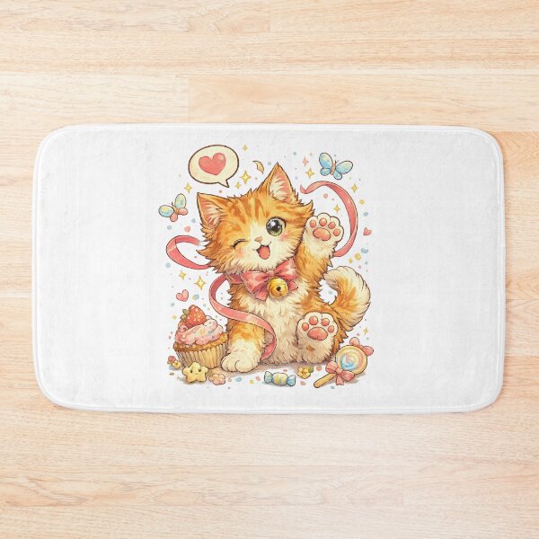 Item preview, Aesthetic Cute – Playful Kawaii Cat Illustration designed and sold by Paws-nd-Prints.