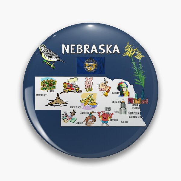 Item preview, Nebraska Landmarks & Icons Illustrated State Map designed and sold by mashmosh.