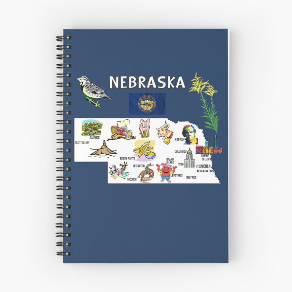 Item preview, Nebraska Landmarks & Icons Illustrated State Map designed and sold by mashmosh.